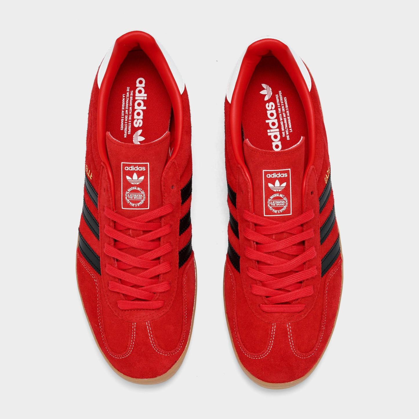 Men's adidas Originals Gazelle Indoor Casual Shoes - Better Scarlet/Core Black/Gum - Top view