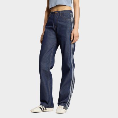 Women's adidas Originals Firebird Denim Mid-Rise Straight Denim Pants - Indigo Denim