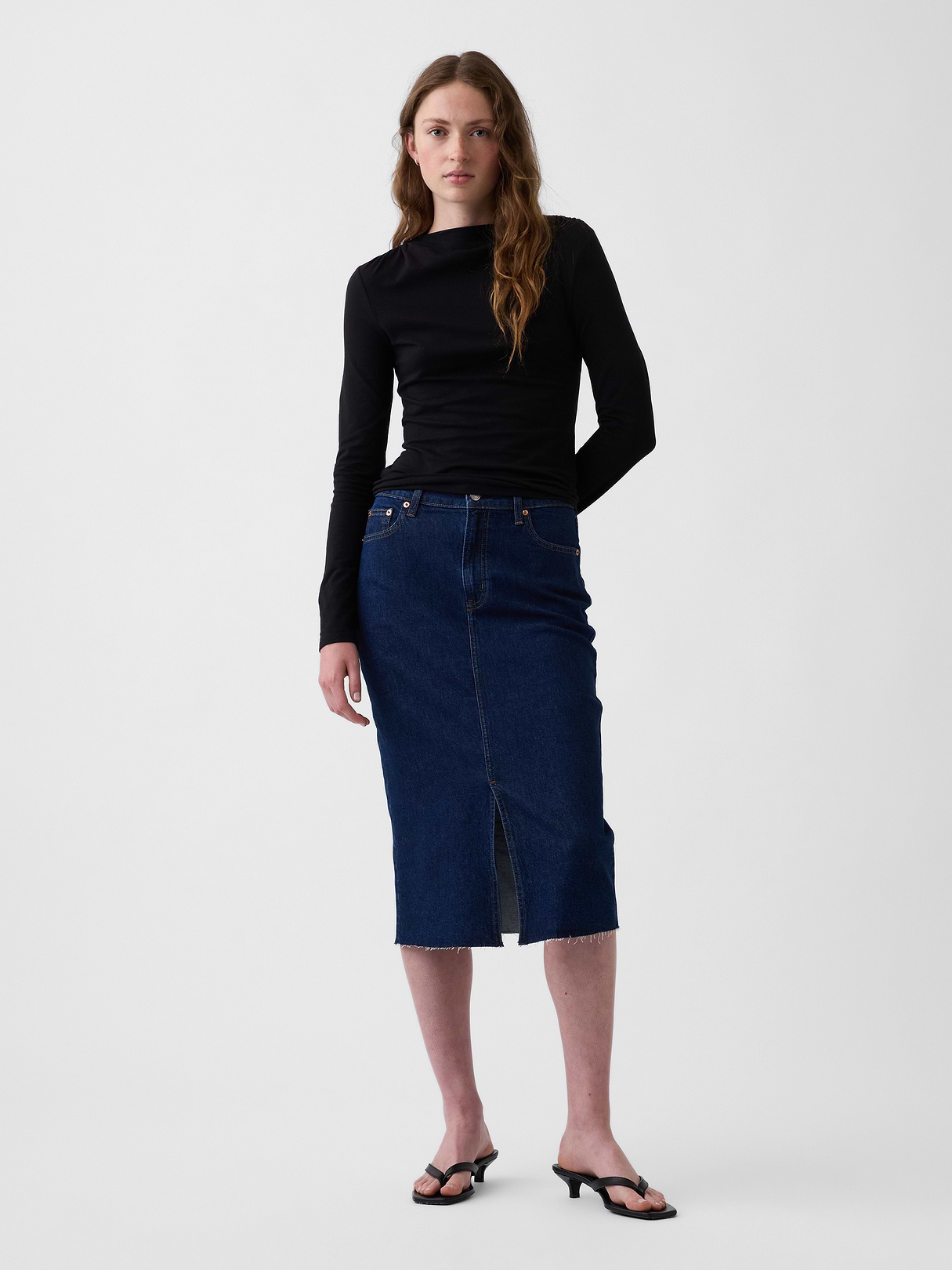 CloseKnit Jersey Funnel-Neck Ruched T-Shirt - Black