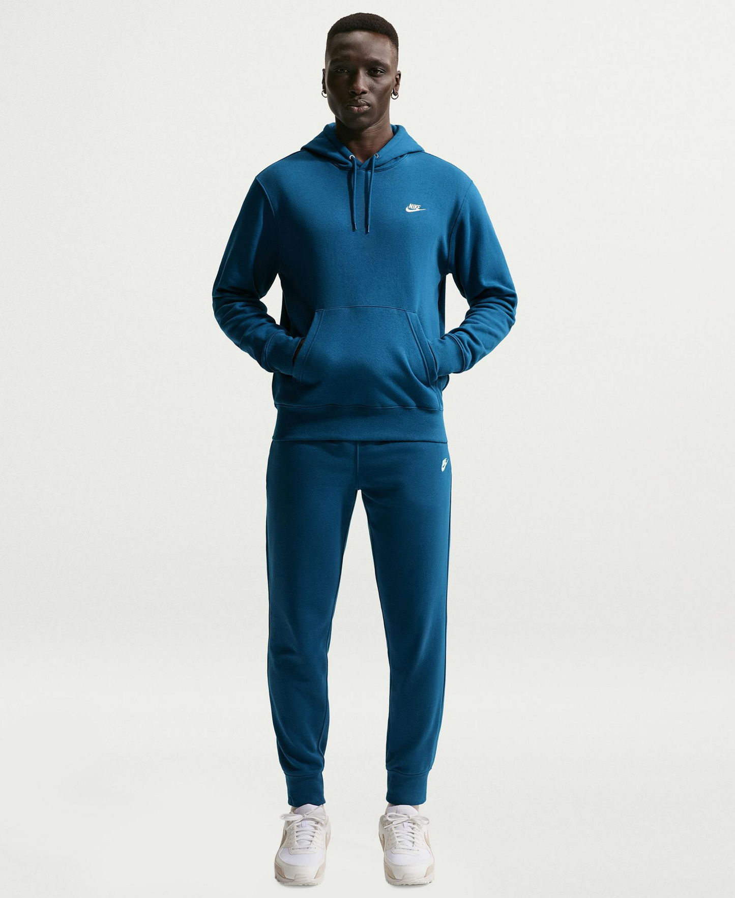 Nike Men's Club Pullover Fleece Hoodie Logo - Court Blue/Lite Khaki