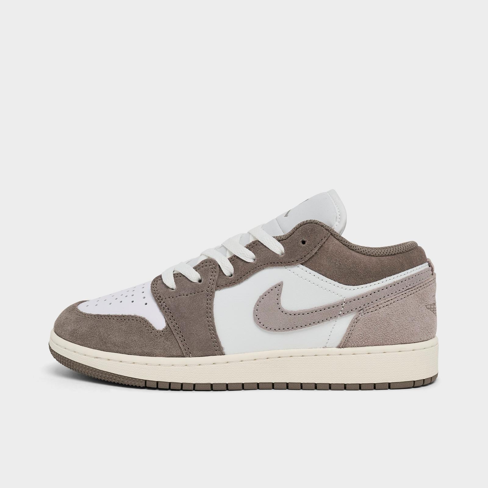Big Kids' Air Jordan Retro 1 Low Casual Shoes - Olive Grey/Enigma Stone/Summit White/Pale Ivory - view 1