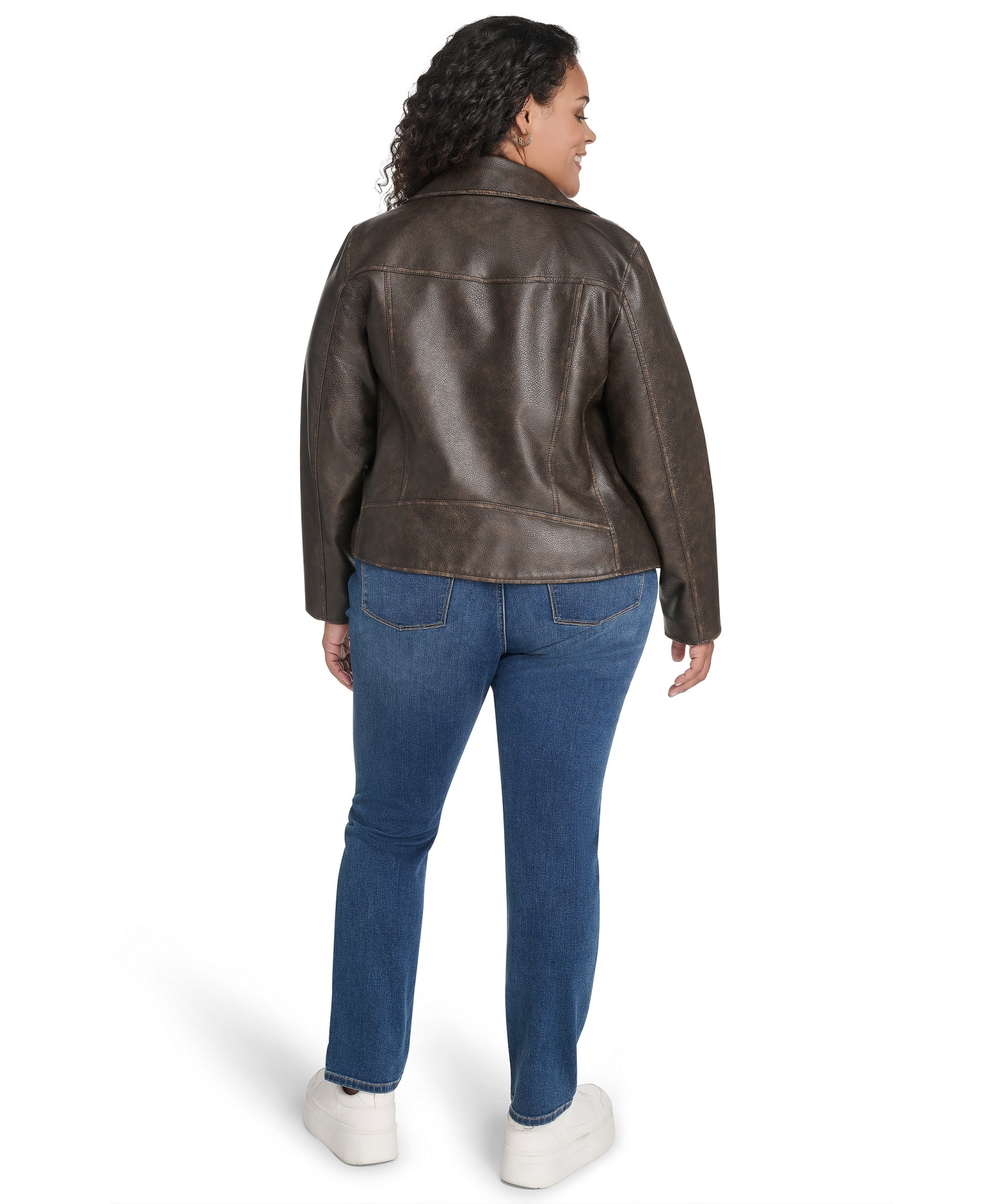 Levi's Women's Faux-Leather Asymmetric-Zip Moto Jacket - Brown