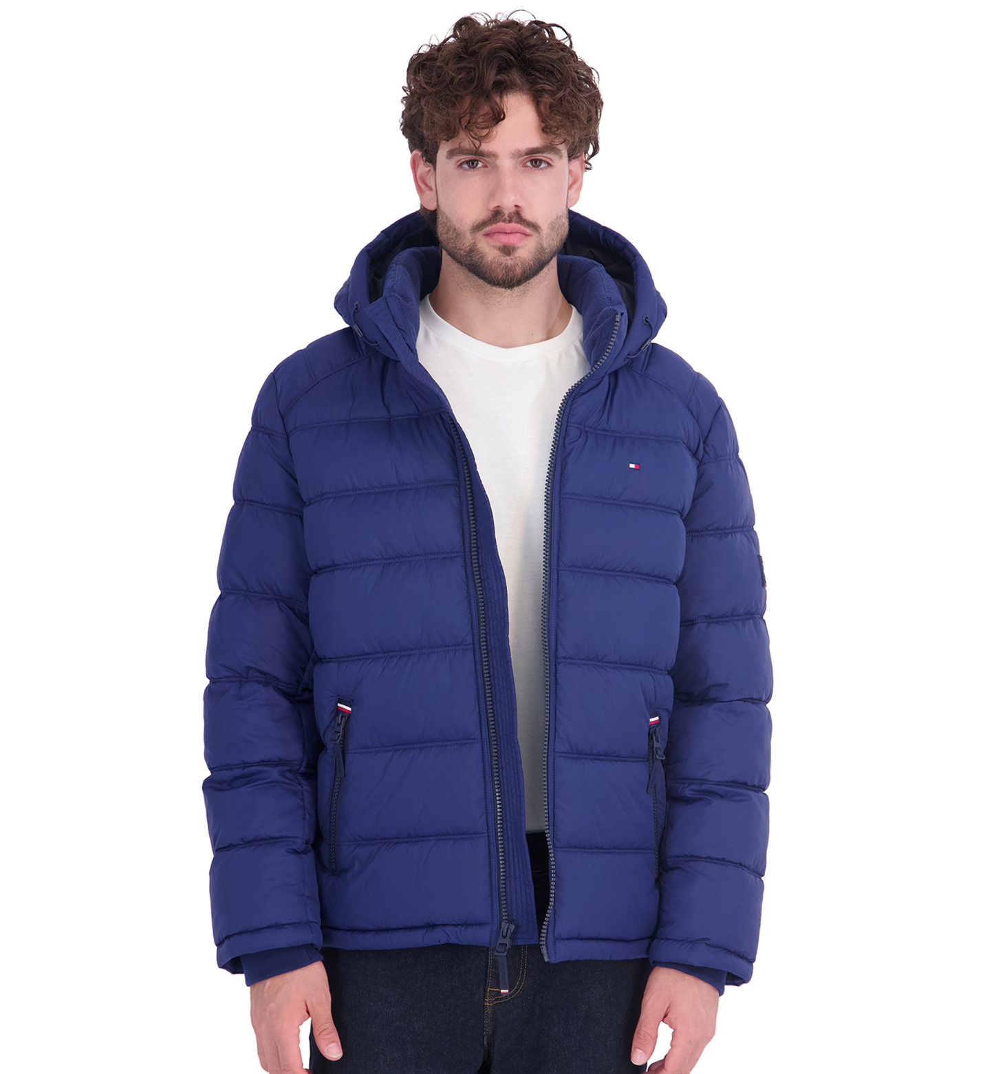 Tommy Hilfiger Men's Hooded Puffer Jacket - Royal Blue