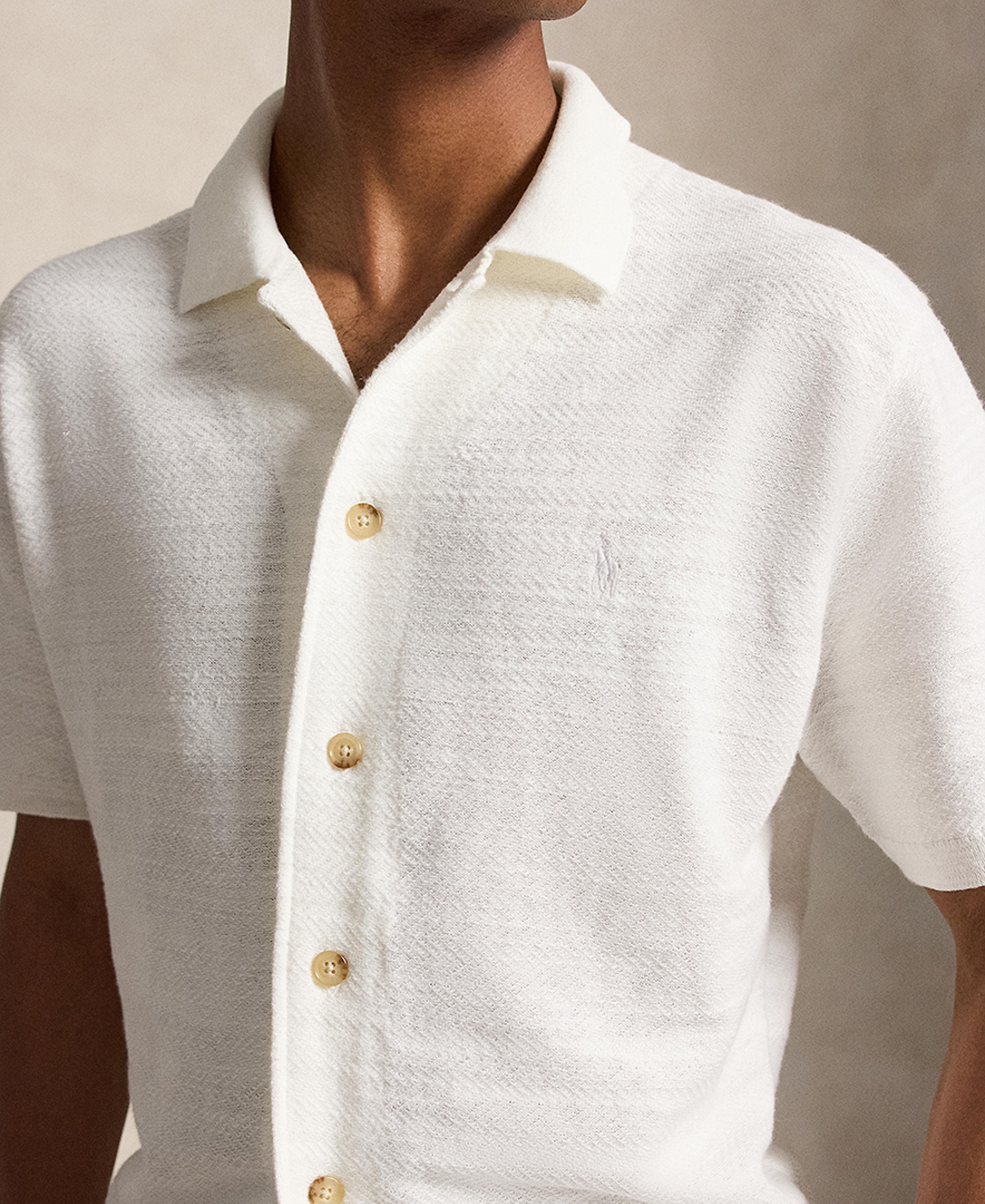 Polo Ralph Lauren Men's Cotton-Linen Cardigan Shirt - Deckwash White