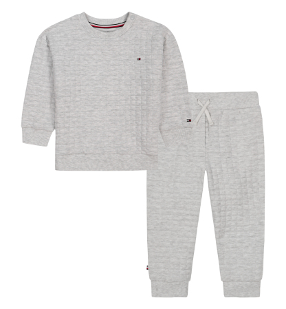 Tommy Hilfiger Baby Boys' Long-Sleeve Crewneck and Joggers, 2-Piece Set - Gray