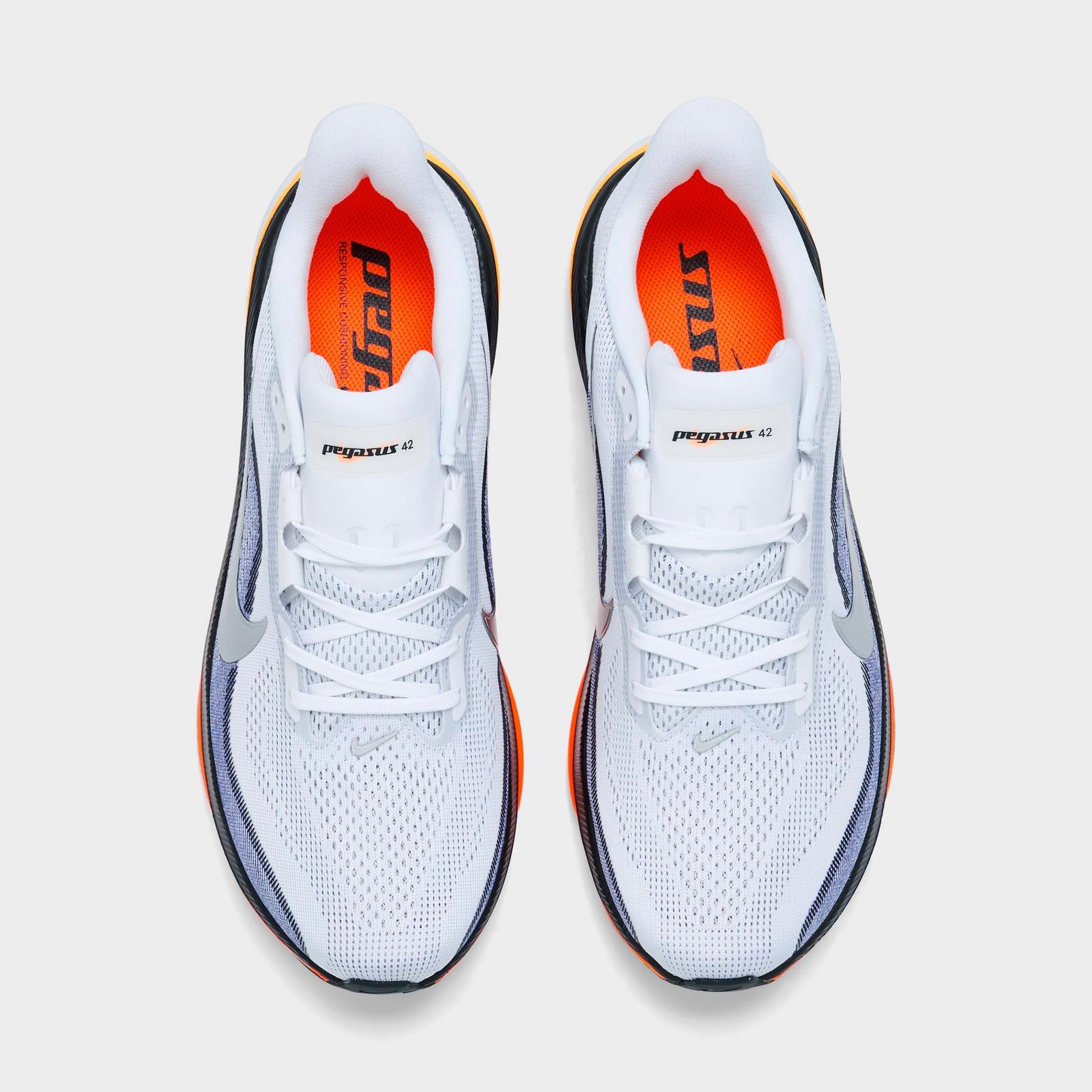 Men's Nike Pegasus 42 Running Shoes - White/Lapis/Total Orange/Metallic Silver