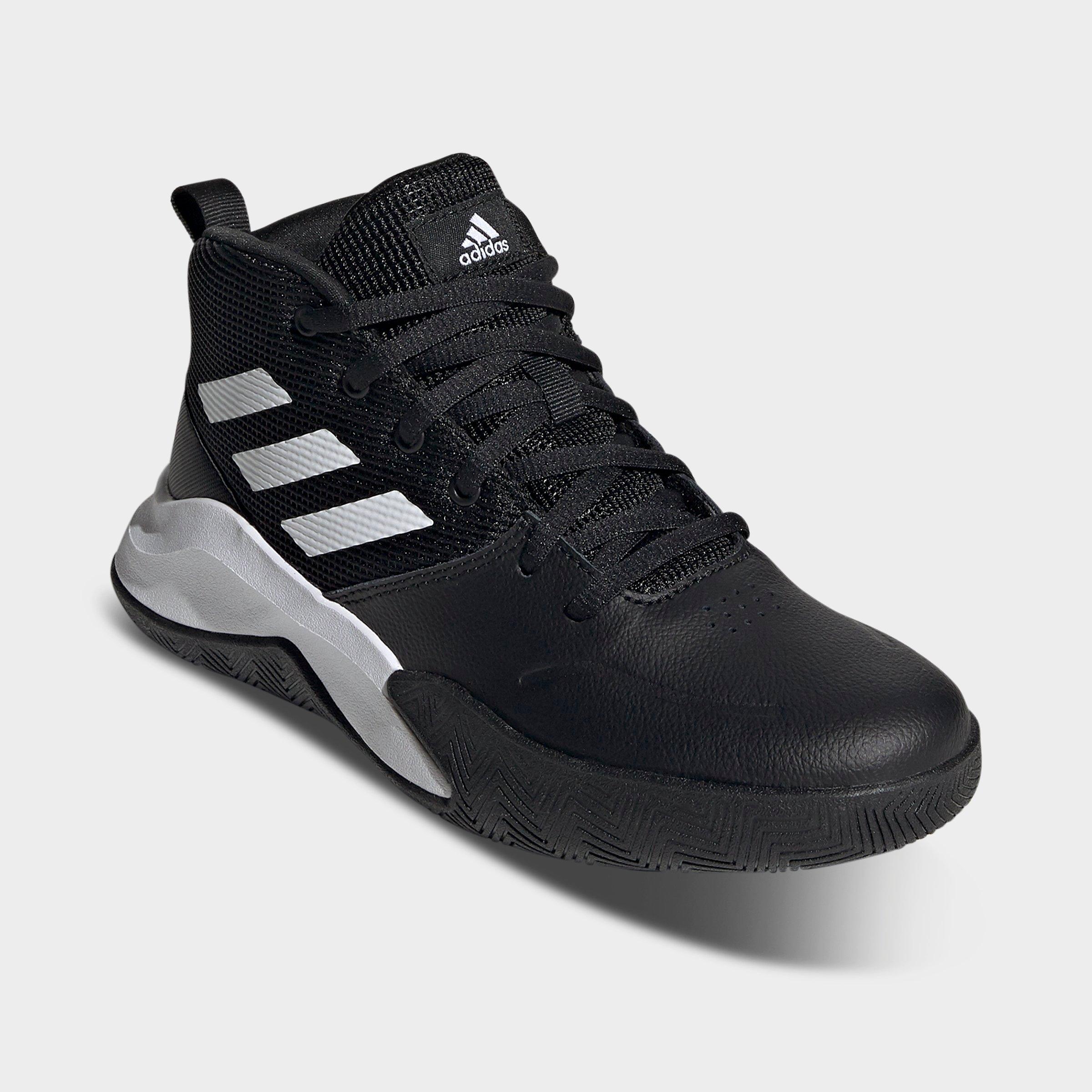 Little Kids' adidas OwnTheGame Basketball Shoes (Wide Width) - Black/White - Both shoes facing left