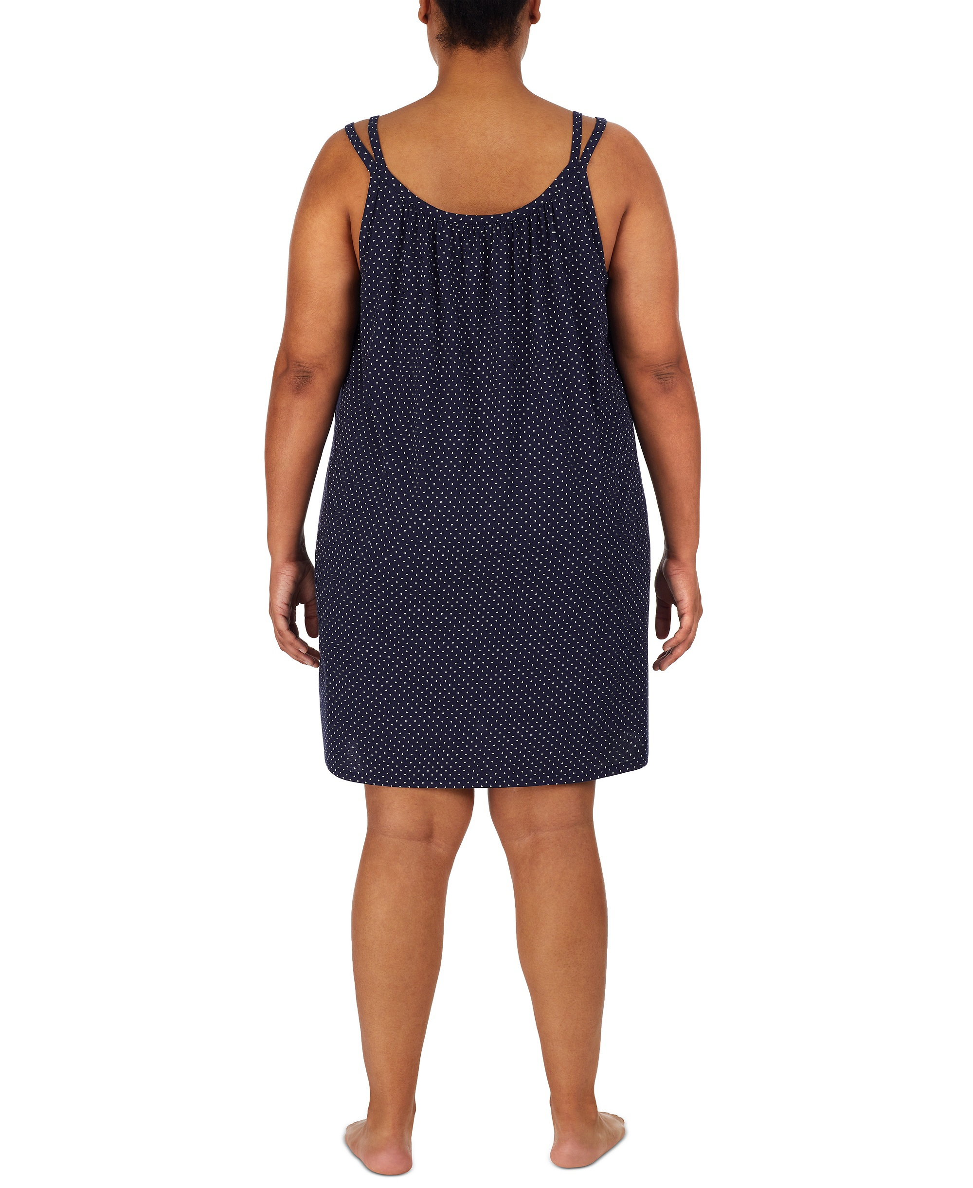 Lauren Ralph Lauren Cotton Knit Double-Strap Nightgown - Navy dot