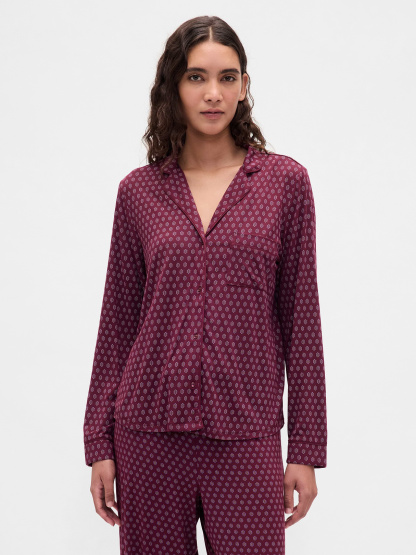 SoftMade Modal PJ Top - Burgundy purple print