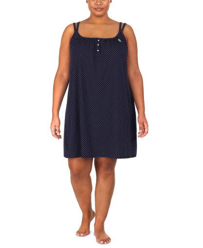 Lauren Ralph Lauren Cotton Knit Double-Strap Nightgown - Navy dot