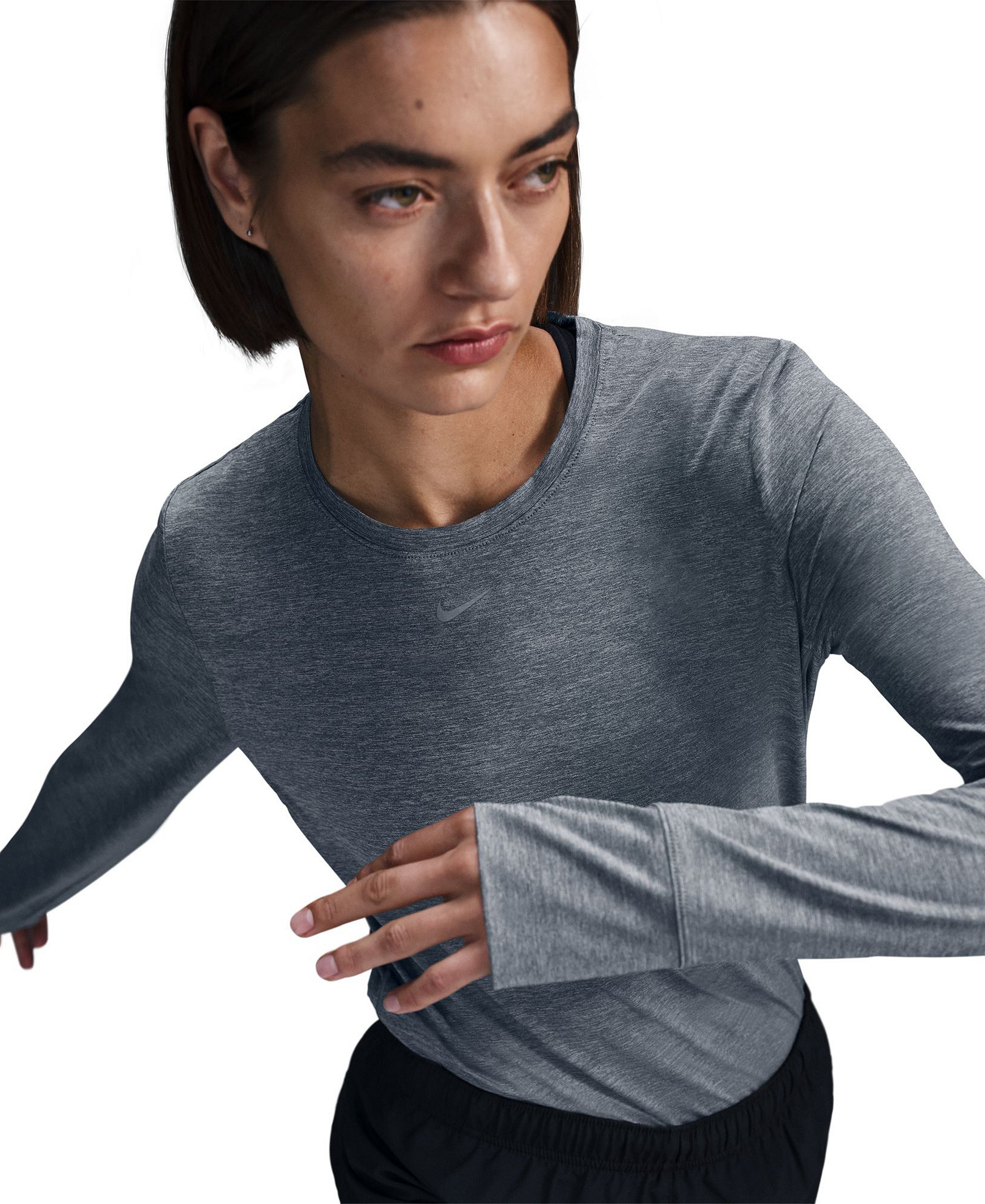 Nike Women's One Classic Dri-FIT Long-Sleeve Top - Smoke gray/black