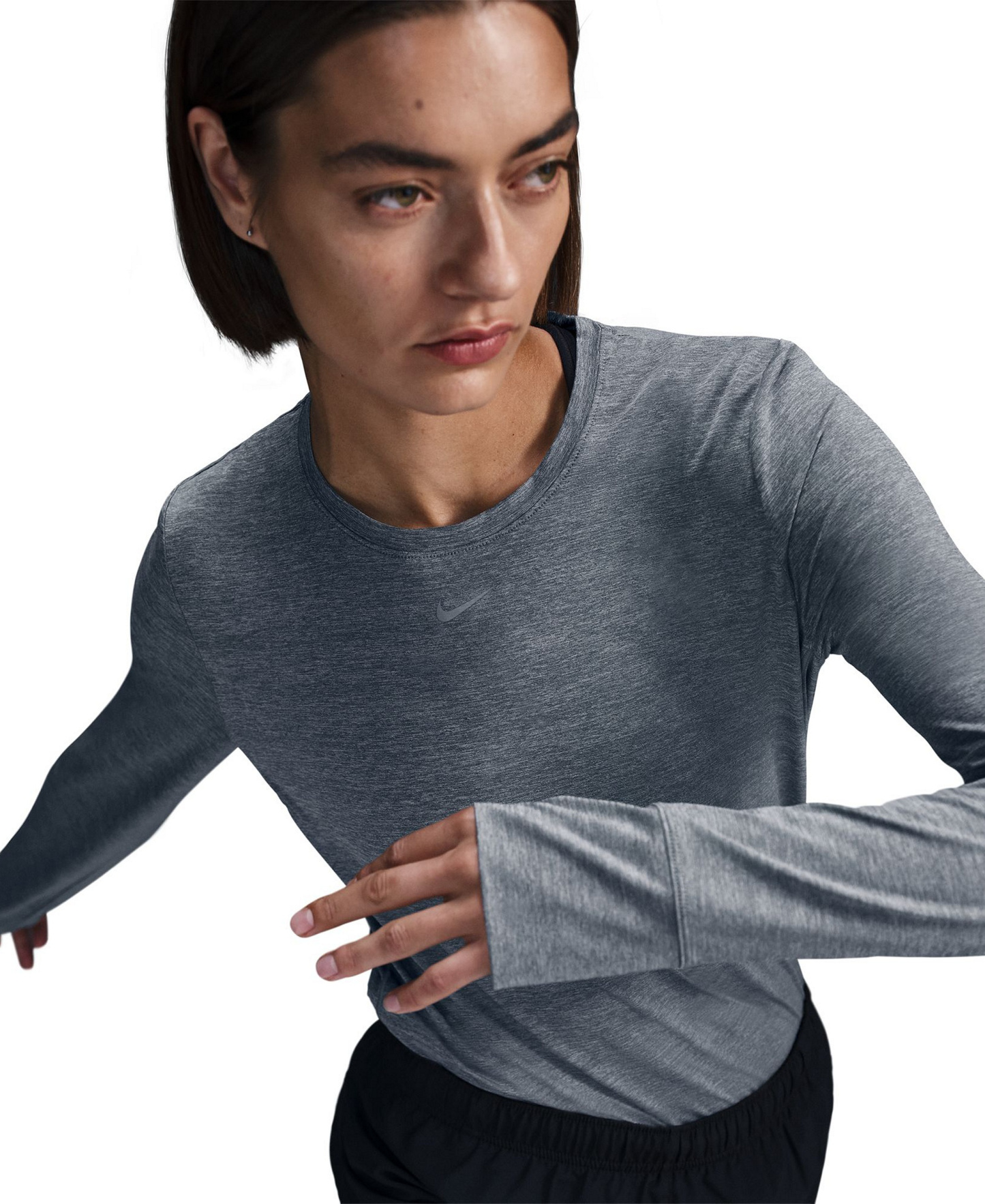 Nike Women's One Classic Dri-FIT Long-Sleeve Top - Smoke gray/black
