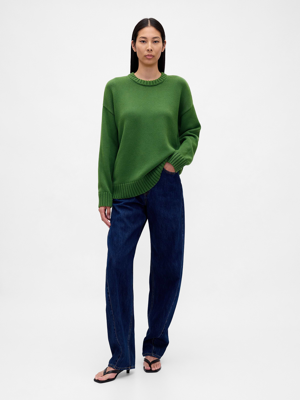 100% Cotton Oversized Sweater - Saratoga green