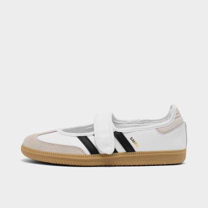 Women's adidas Originals Samba Jane Casual Shoes - Part 3 - Cloud White/Alumina/Core Black - Left shoe facing left. Outside of the shoe.