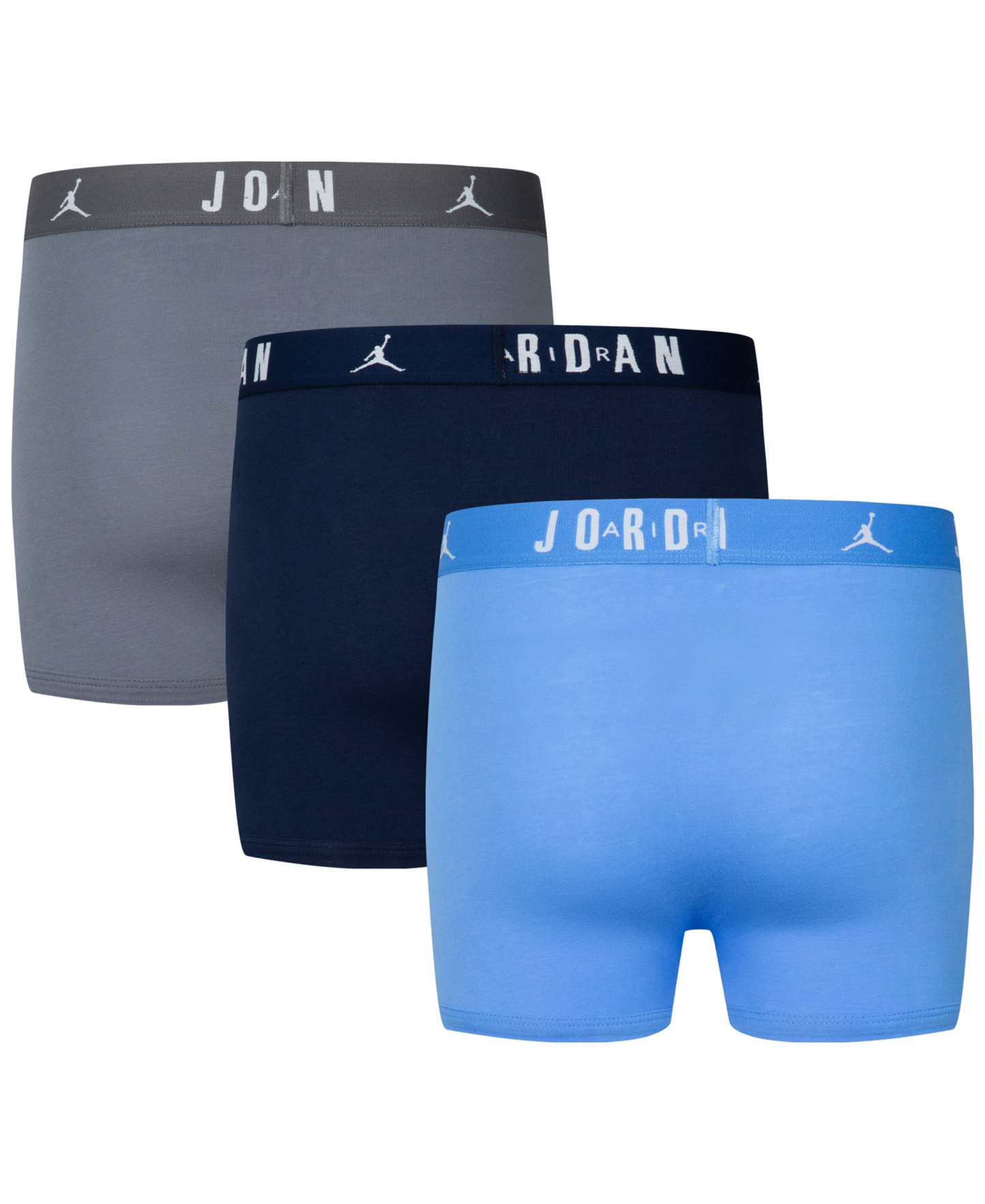 Jordan Boys' 8-20 Flight Dri-Fit Cotton Core Boxer Briefs, 3-Pack - University Blue/Navy/Gray