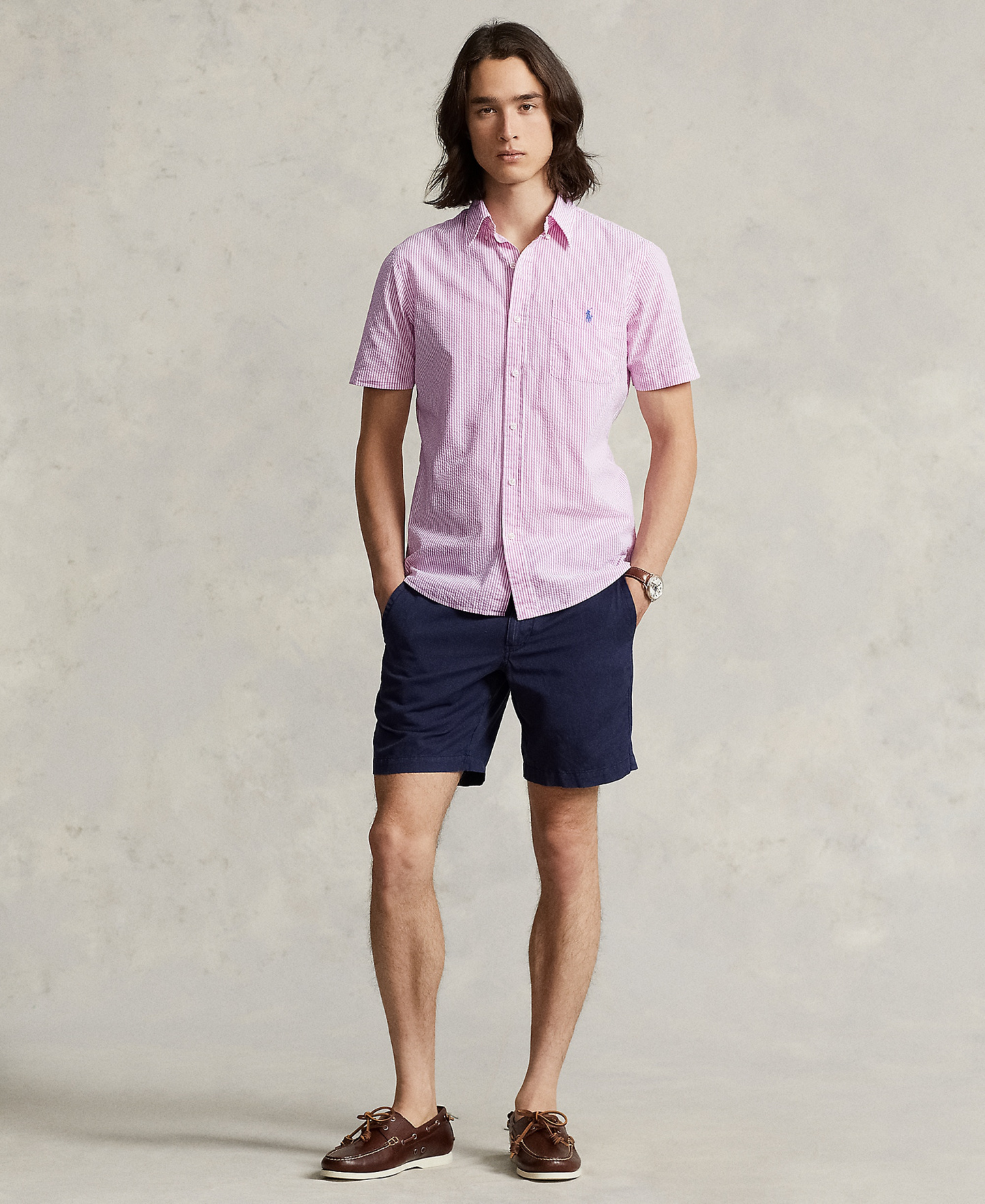Polo Ralph Lauren Men's RL Prepster Classic-Fit Seersucker Shirt - Rose/White
