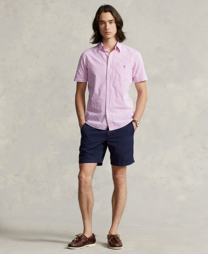 Polo Ralph Lauren Men's RL Prepster Classic-Fit Seersucker Shirt - Rose/White