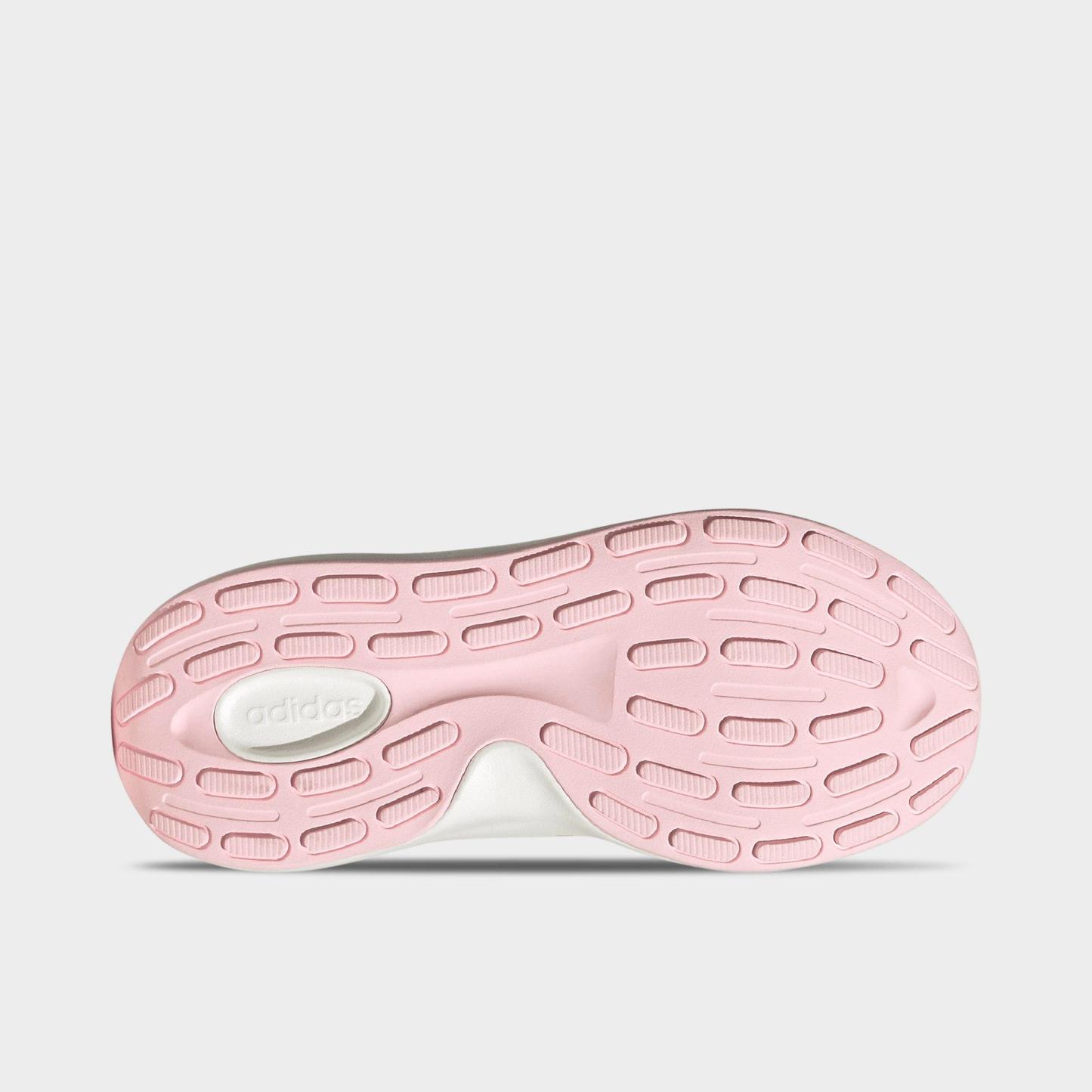 Girls' Little Kids' and Big Kids' adidas Lite Racer Adapt 8.0 Stretch Lace Casual Shoes - Part 1 - Core White/Distilled Pink/Clear Pink - Bottom view