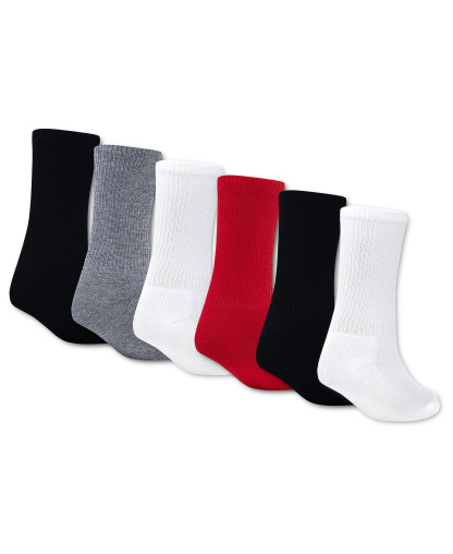Jordan Boys' and Girls' 5-11 Everyday Essentials Crew Socks, 6-Pack - Gym Red