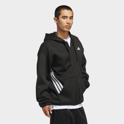 Men's adidas Basketball Crazy Warm Full-Zip Hoodie - Black/White