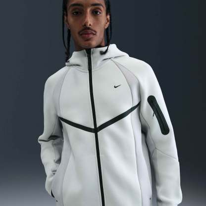 Nike Tech Men's Colour-Block Full-Zip Fleece Windrunner Jacket - Light Silver/Light Smoke Grey/Black