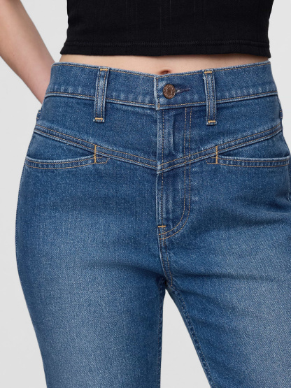 High Rise Twisted-Seam '90s Slim Straight Jeans - Western medium wash