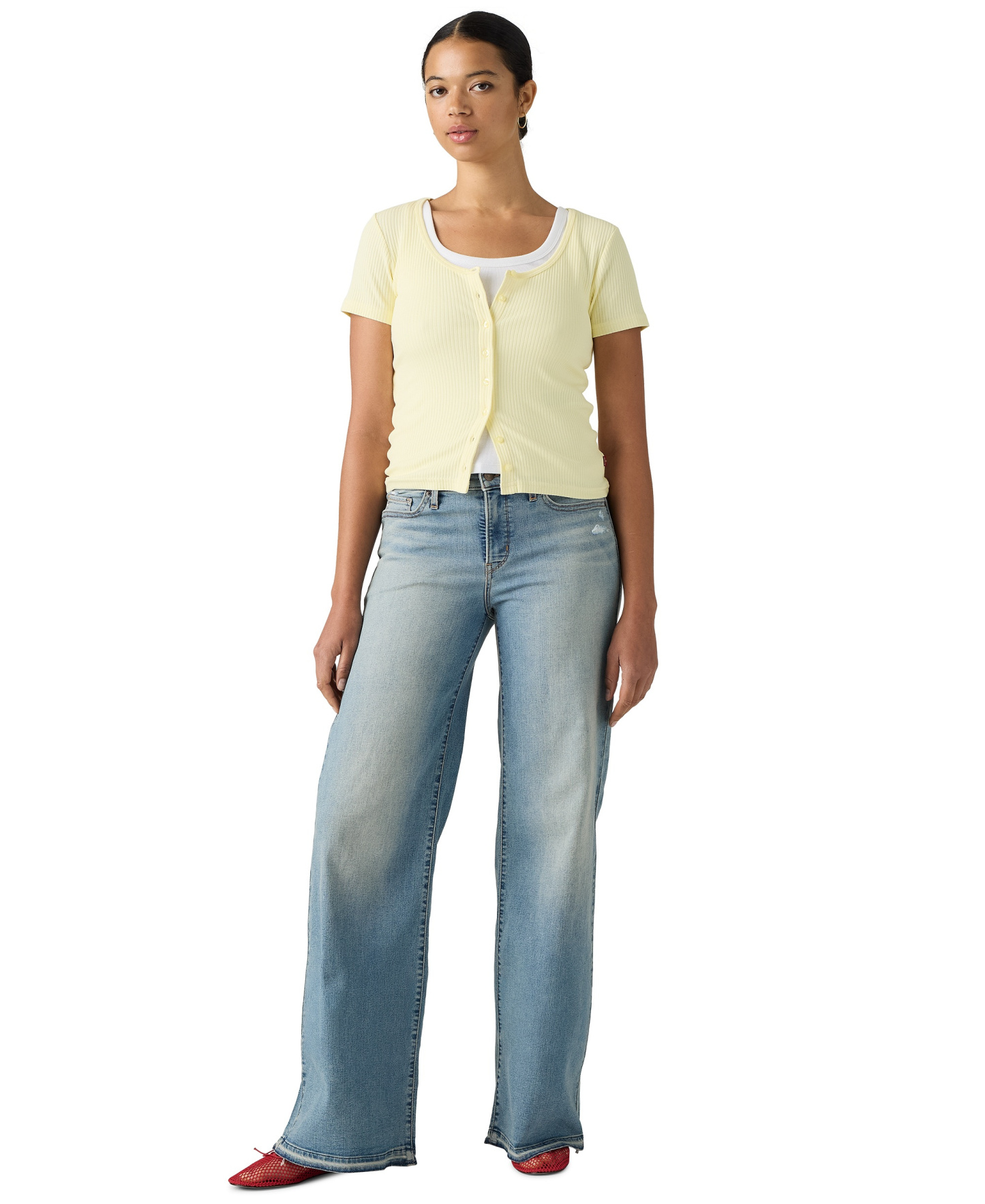 Levi's Women's 318 Shaping Stellar-Stretch Wide-Leg Jeans - Centering Self