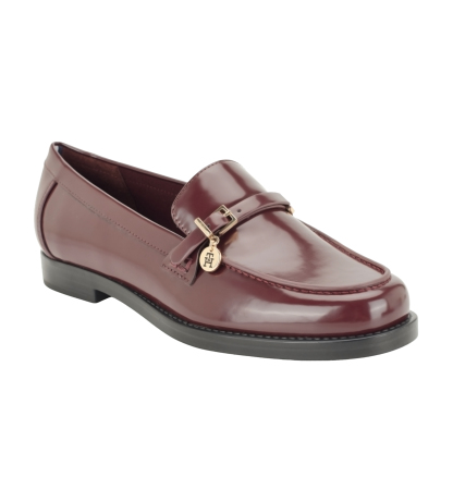 Tommy Hilfiger Women's Maxline Charm Buckle Strap Slip-On Dress Loafers - Dark Red Patent