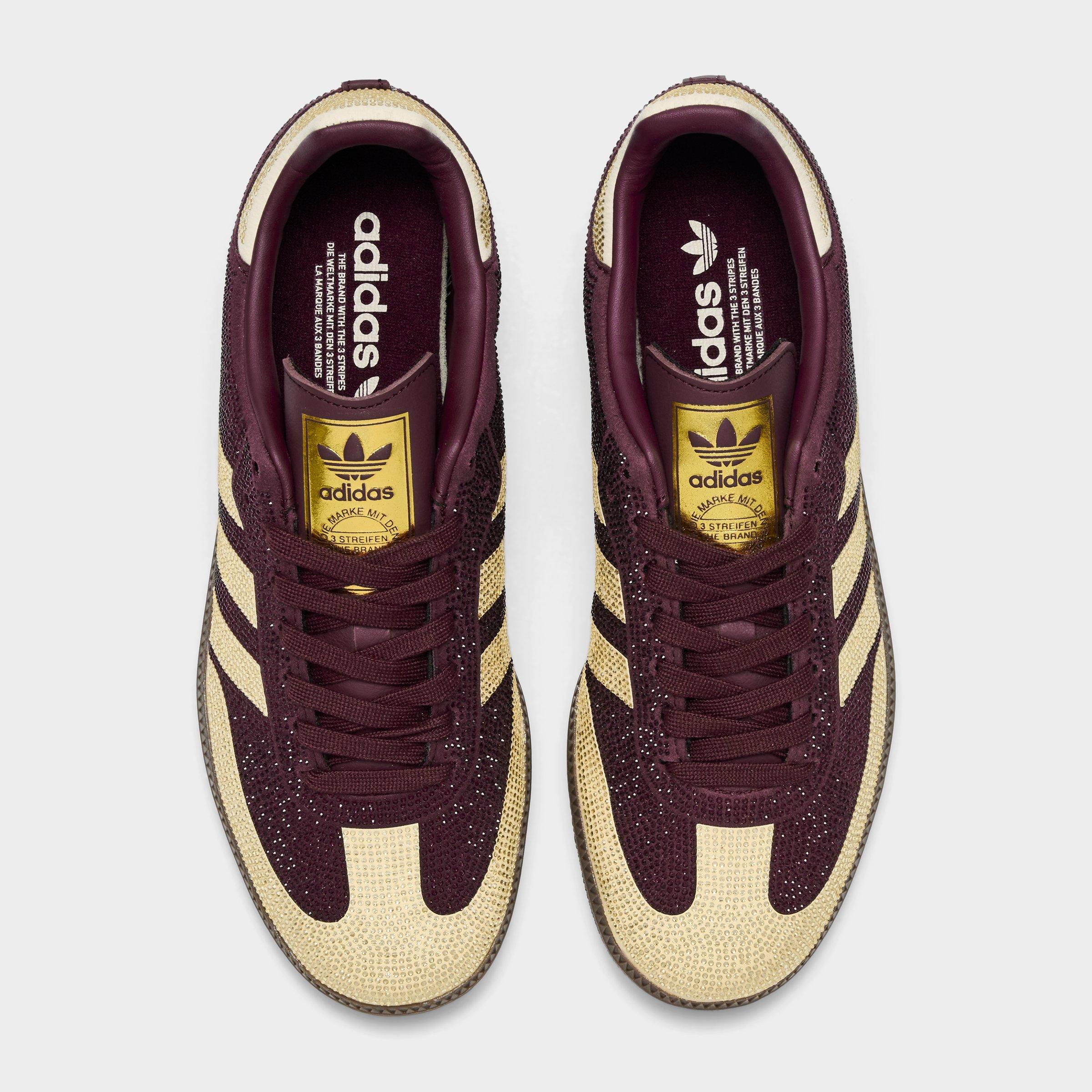 Women's adidas Originals Samba OG Rhinestone Casual Shoes - Maroon/Warm Vanilla/Gum - Top view