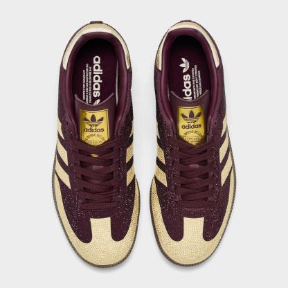 Women's adidas Originals Samba OG Rhinestone Casual Shoes - Maroon/Warm Vanilla/Gum - Top view
