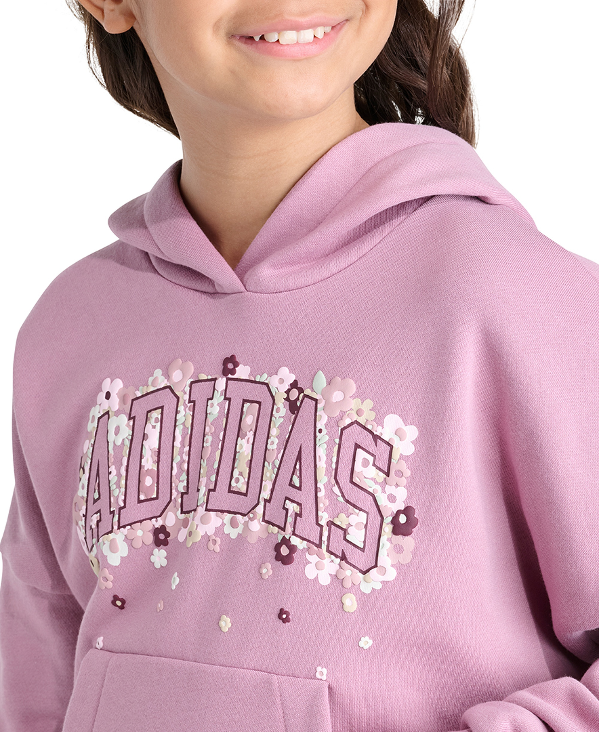 adidas Girls' 8-16 Long-Sleeve Hooded Sweatshirt - Dark Medium Pink