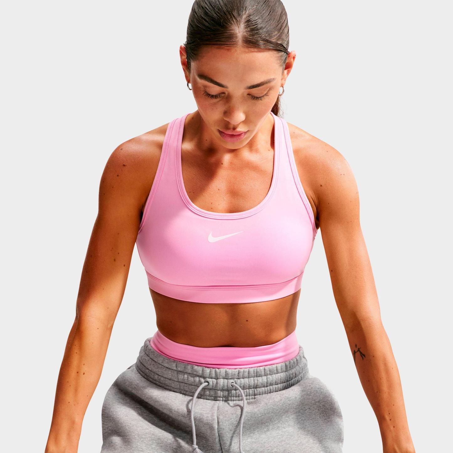 Women's Nithtke Swoosh Medium Support Sports Bra - Pink Rise/White
