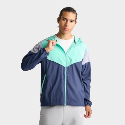 Men's Nithtke Impossibly Light Windrunner Running Jacket - Midnight Navy/Hyper Turquoise/Wolf Grey