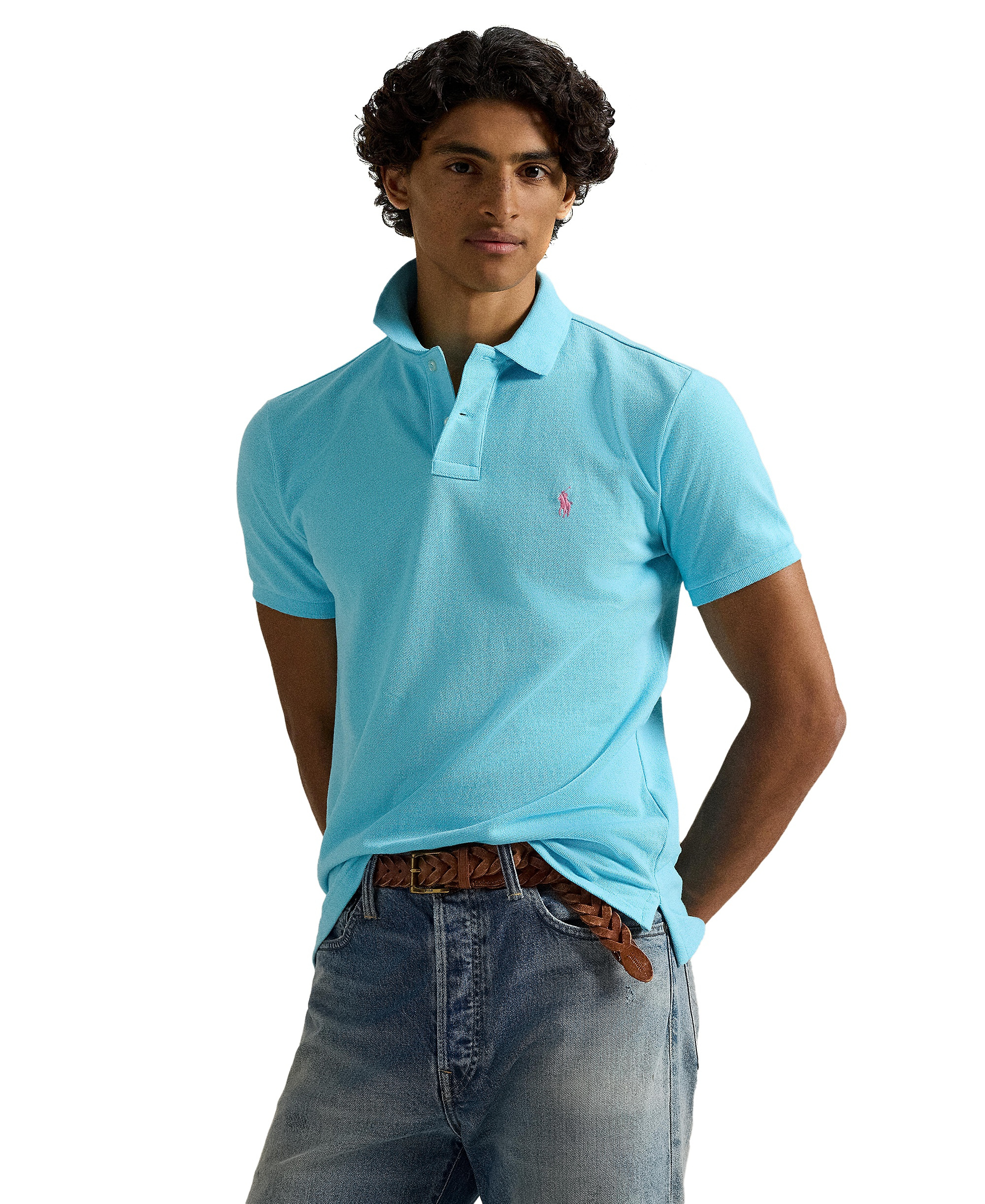Polo Ralph Lauren Men's Custom Slim-Fit Mesh Polo Shirt - Cabana Blue