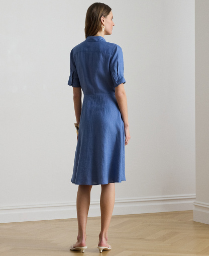 Lauren Ralph Lauren 100% Linen Shirt Dress - Carson Blue