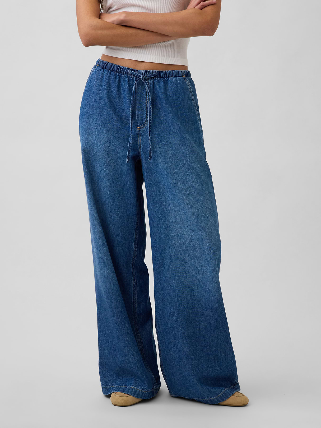 Mid Rise UltraSoft Easy Baggy Jeans - Medium indigo
