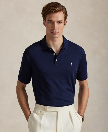 Polo Ralph Lauren Men's Classic-Fit Soft Cotton Polo Shirt - Blue/Brown
