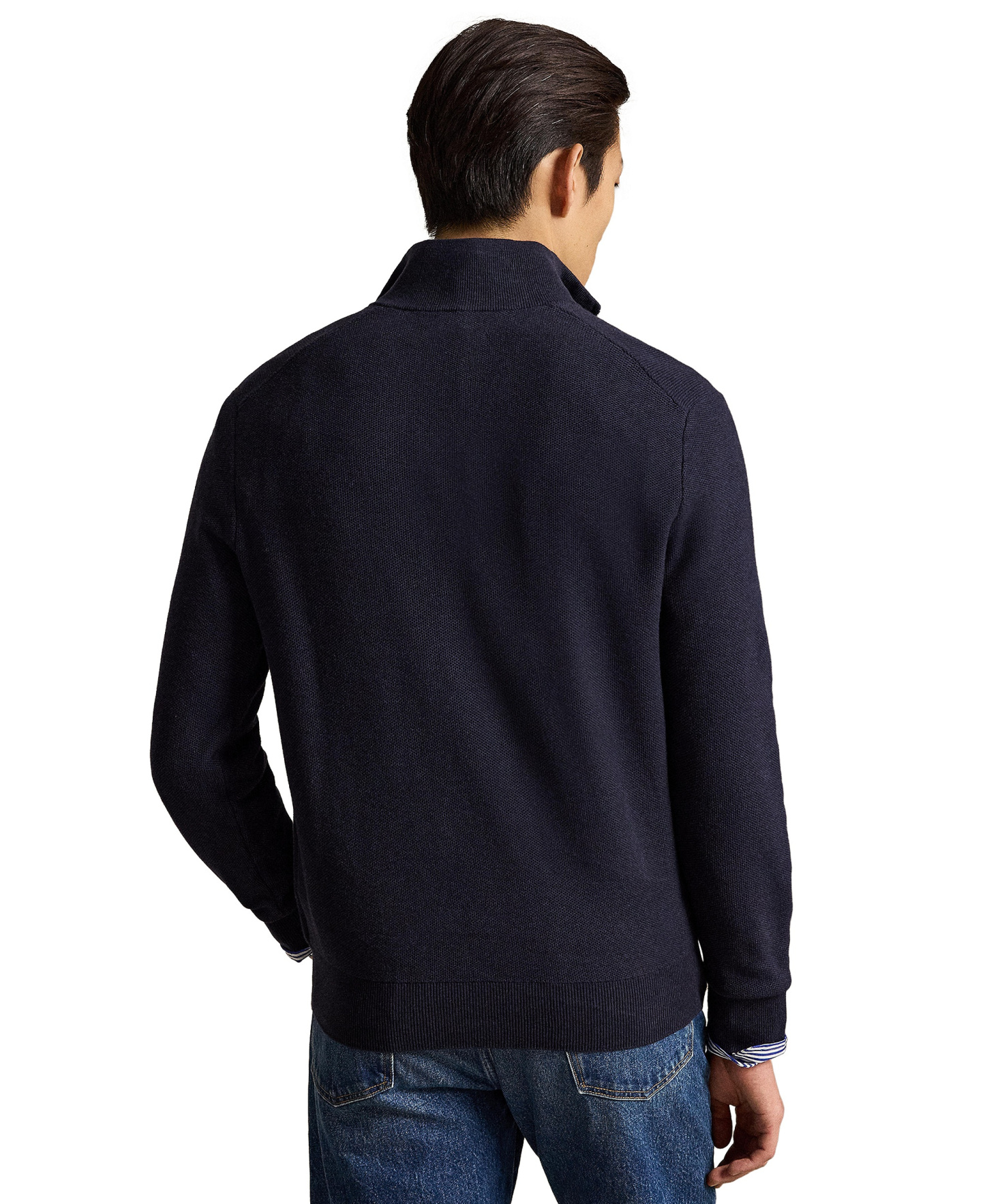 Polo Ralph Lauren Men's Mesh-Knit Cotton Quarter-Zip Sweater - Navy Heather