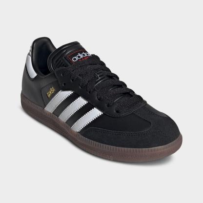 Little Kids' and Big Kids' adidas Originals Samba Indoor Soccer Shoes - Black/White/Gum - Both shoes facing left