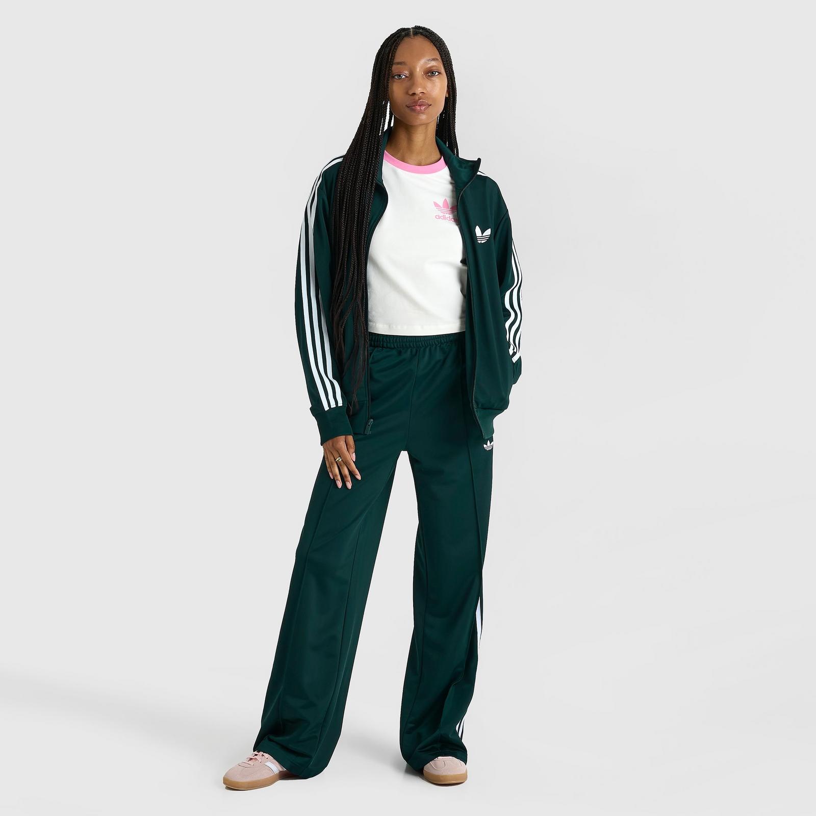 Women's adidas Originals adicolor 3-Stripes Firebird Loose Track Pants - Aurora Ivy/White - view 2