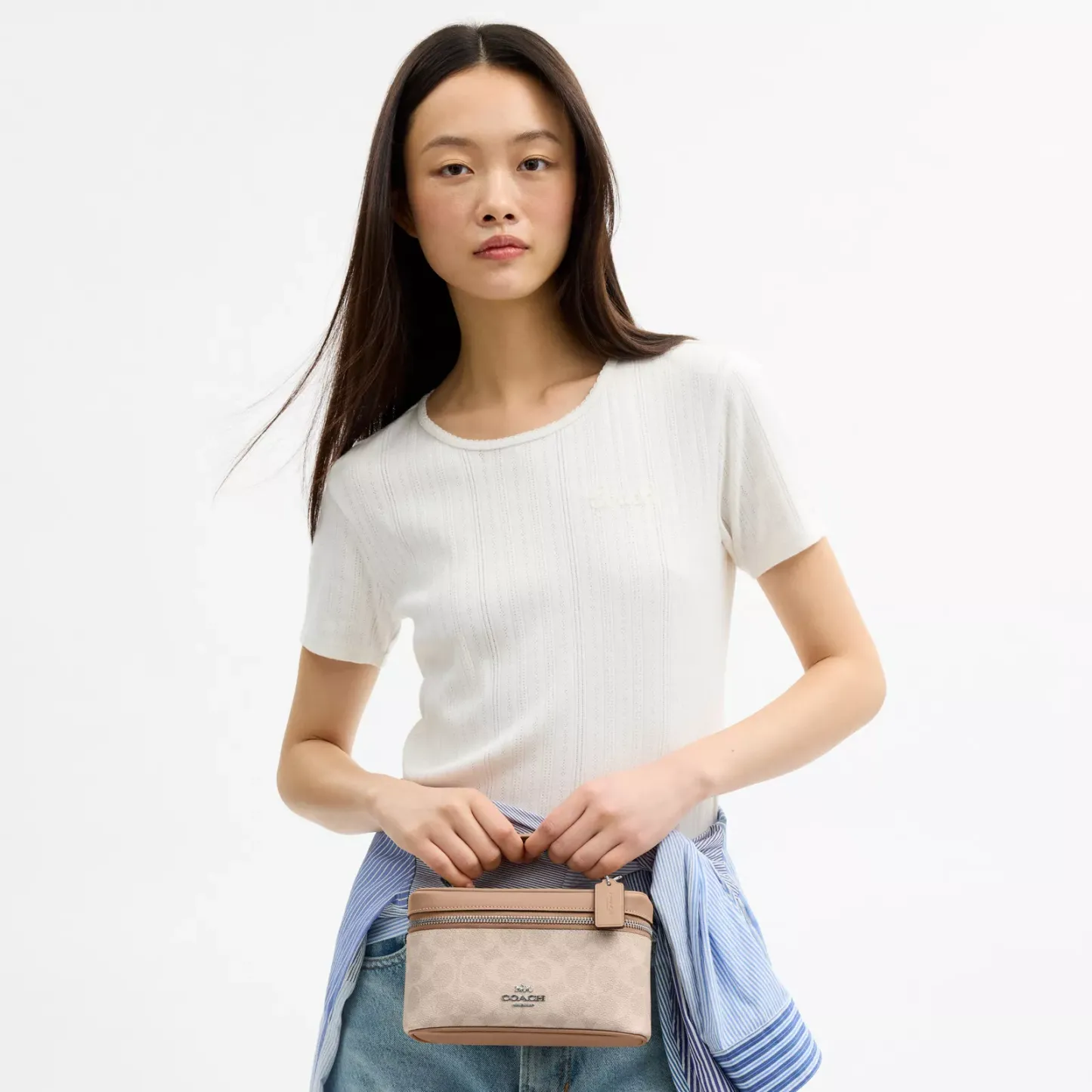 Rainer Crossbody Bag 18 In Signature Canvas - Silver/Sand/Taupe - view 2