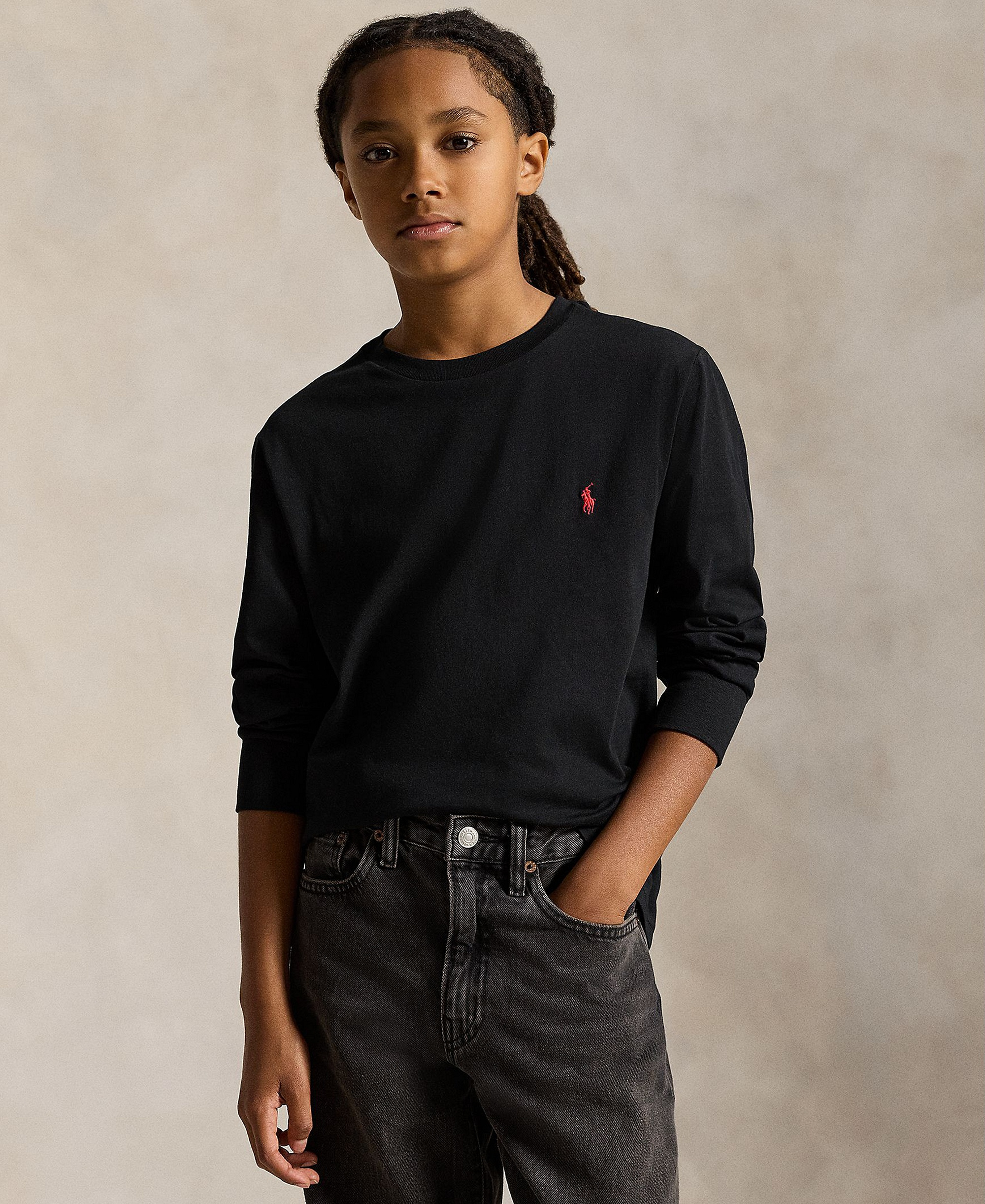 Polo Ralph Lauren Boys' 8-20 Cotton Jersey Long-Sleeve T-shirt - RL Black