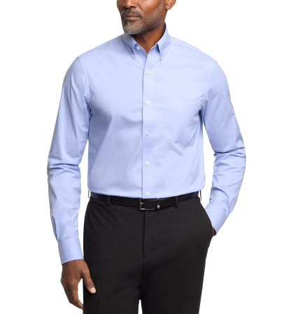 Tommy Hilfiger Men's Regular Fit Wrinkle Resistant Stretch Dress Shirt - Blue