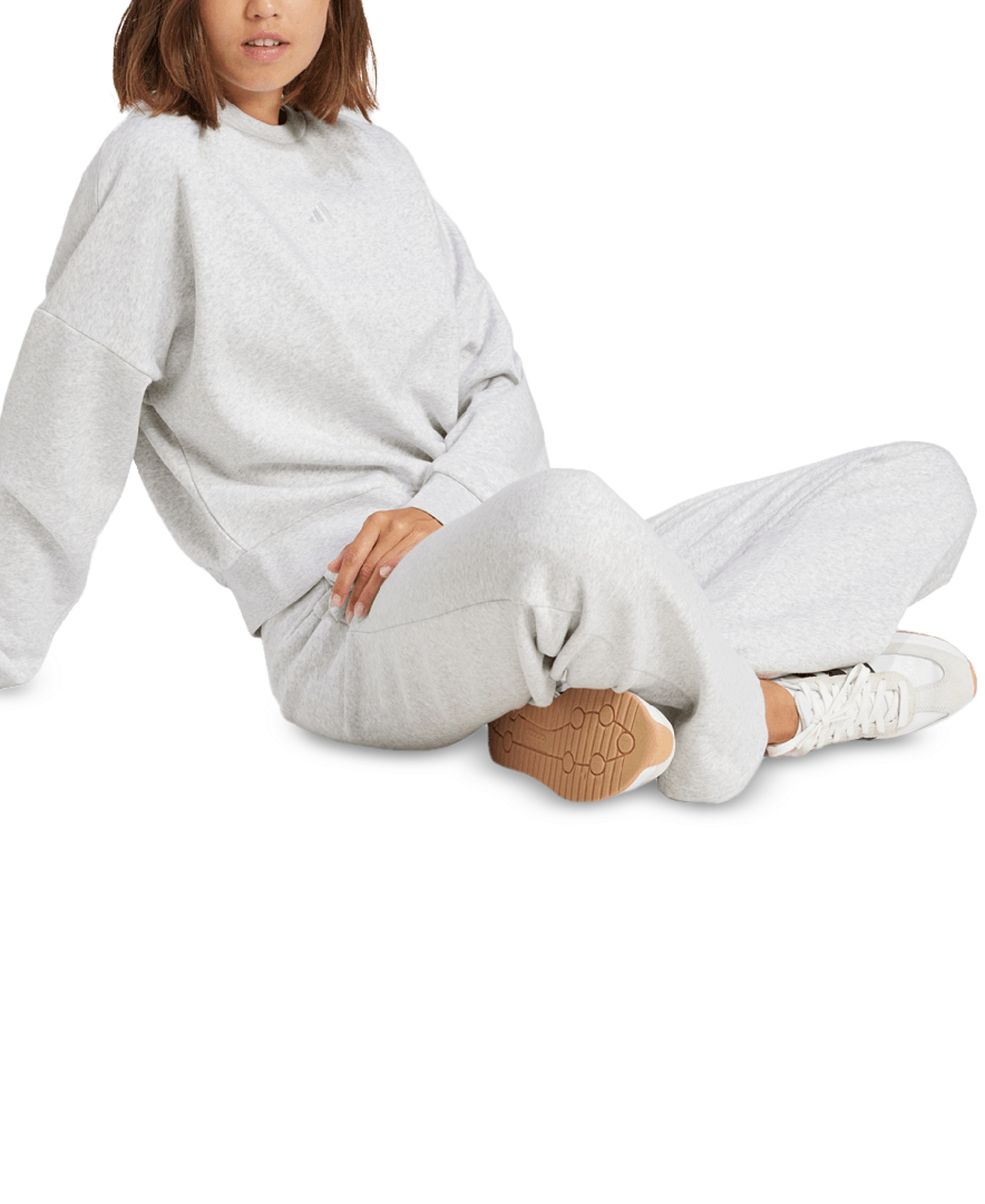 adidas Women's Essentials Crewneck Small-Logo Sweatshirt - Light Gray Heather/White