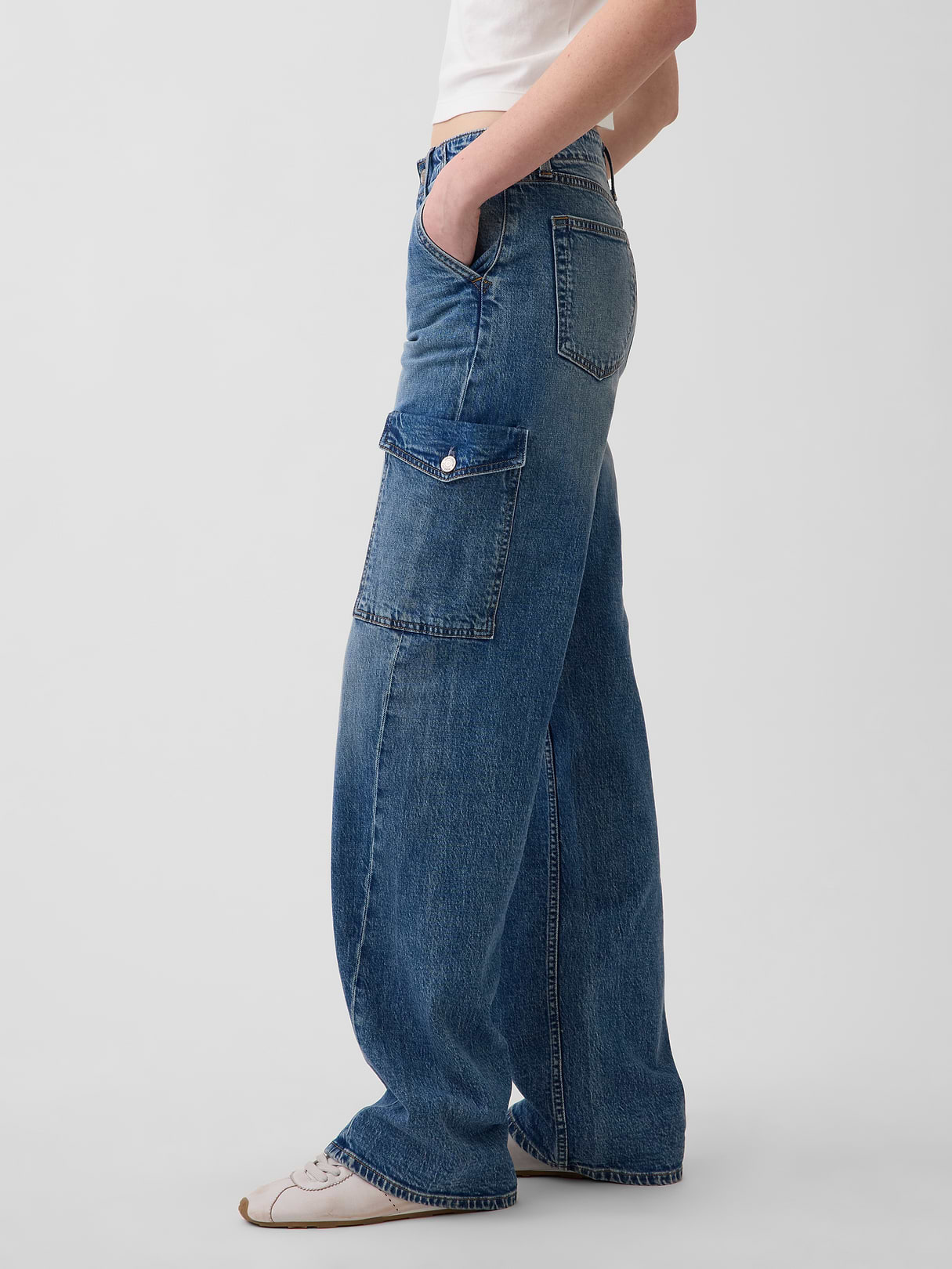 Low Rise '90s Loose Jeans - Dark wash cargo