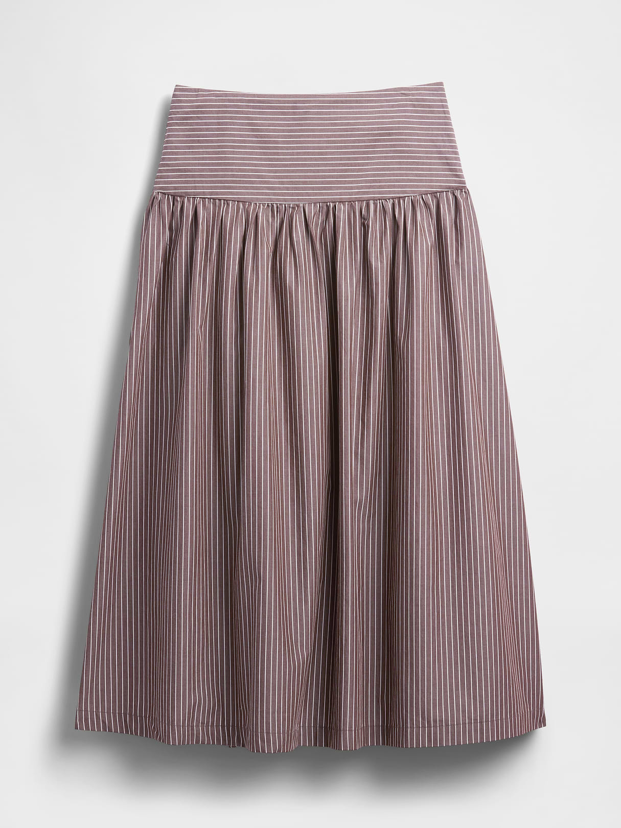 Poplin Drop-Waist Maxi Skirt - Brown stripe