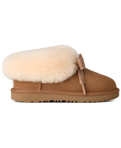 UGG® Kids' Bailey Bow Round Toe Slippers - Chestnut