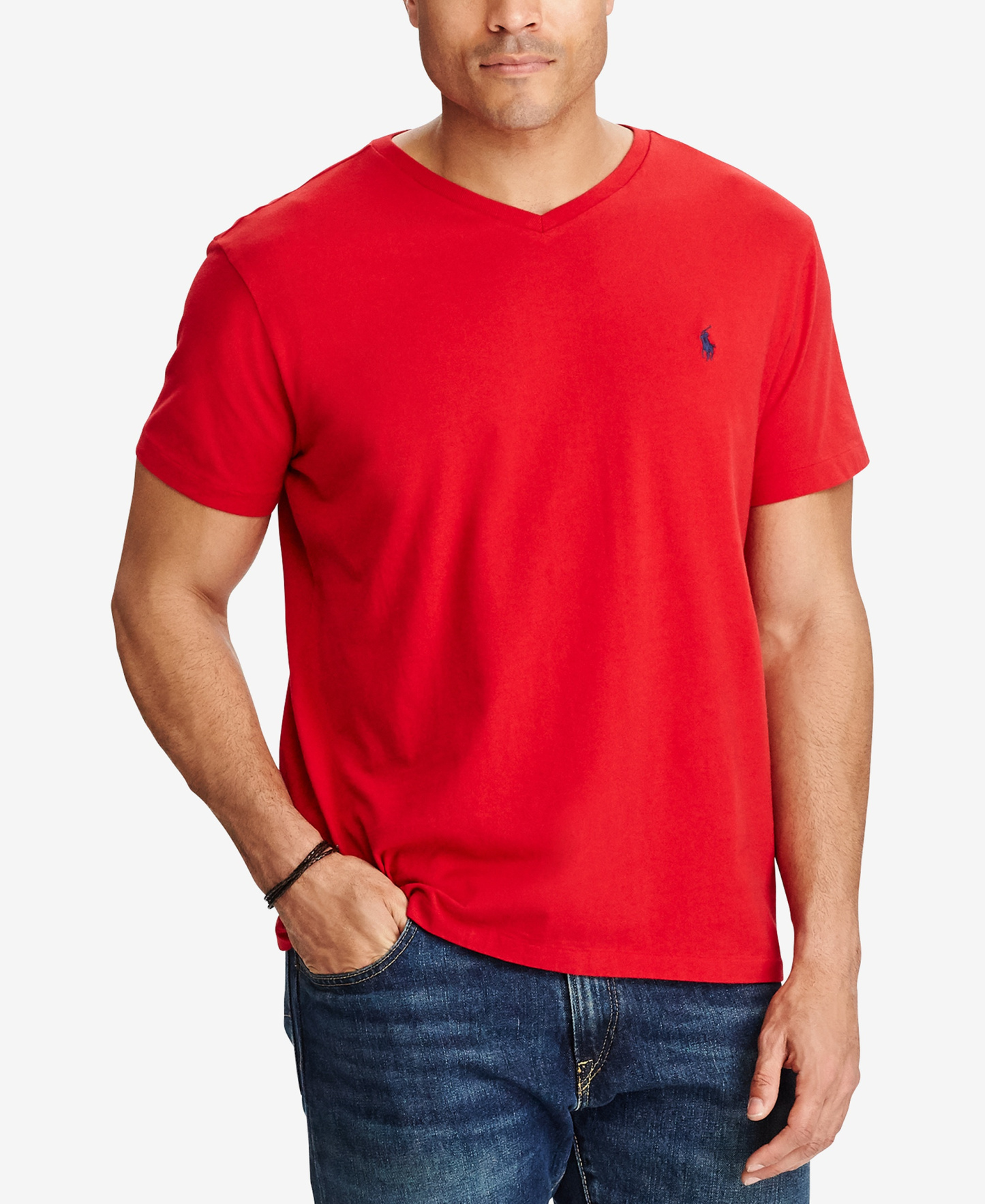Polo Ralph Lauren Men's Big & Tall V-Neck T-Shirt - Red