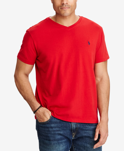 Polo Ralph Lauren Men's Big & Tall V-Neck T-Shirt - Red