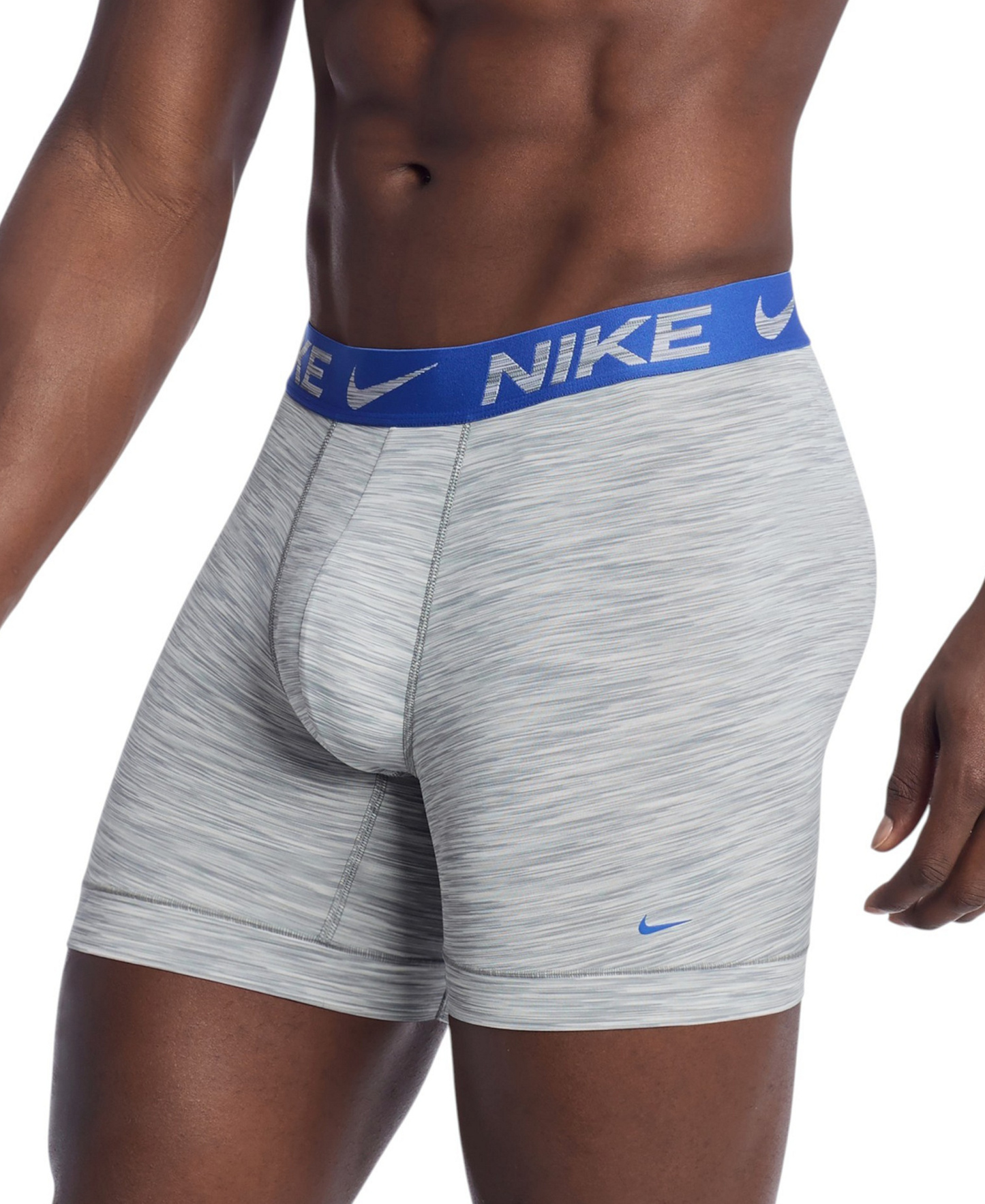 Nike Men's DRI-FIT Essential Micro Boxer Briefs, 3-Pack - Pure Platinum Space Dye/Baltic Blue/Midnight Navy